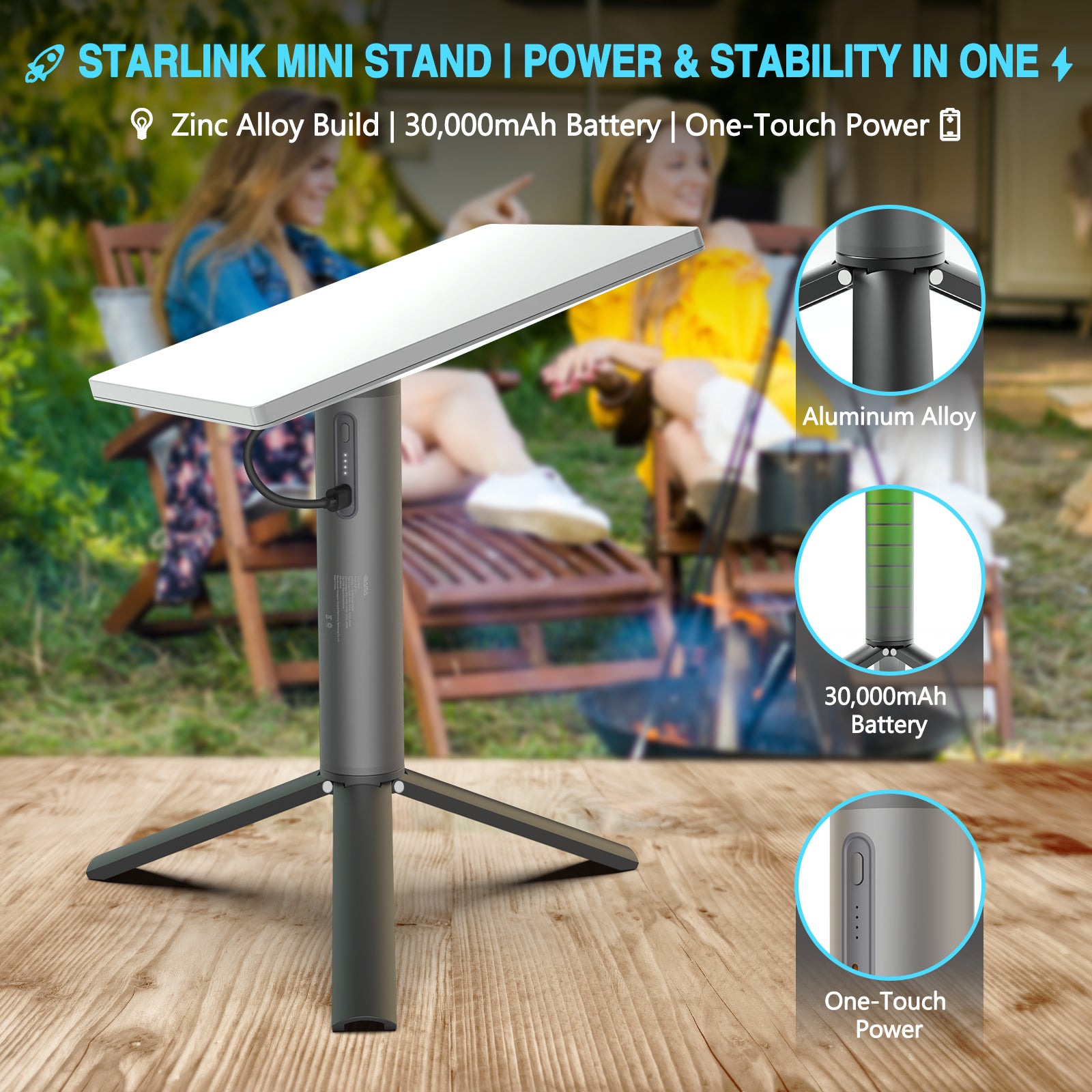 Starlink Mini Mount, with Battery Pack 20V 5A Output, Adjustable Starlink mini Mount for Outdoor & Camping | LED Power Indicator, Type-C Charging Port, Carrying Case Included,