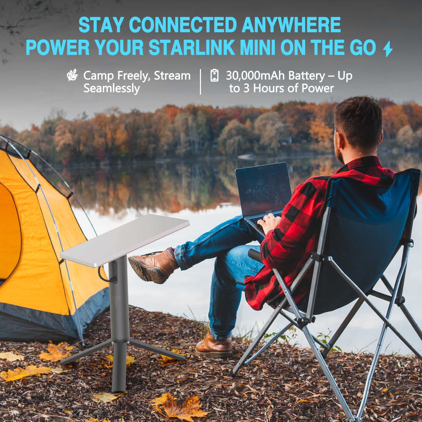 Starlink Mini Mount, with Battery Pack 20V 5A Output, Adjustable Starlink mini Mount for Outdoor & Camping | LED Power Indicator, Type-C Charging Port, Carrying Case Included,
