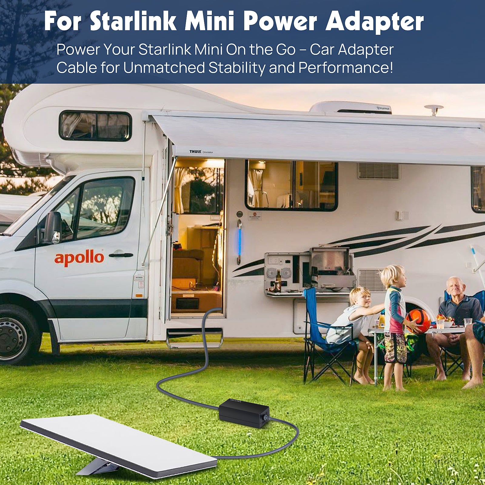 Starlink Mini Car Adapter with Switch- 12V~24V DC Power Cable for Star Link - Compact & Stable Star Link 12v Adapter for Car, RV, Camping, and Off-Grid Use