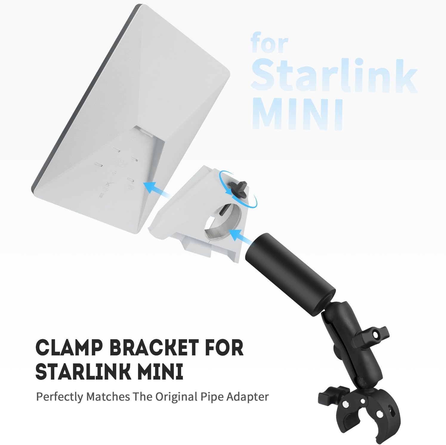 Starlink Mini Mount – Versatile Clamp for Bike, RV, Yacht & Ladder | Quick Installation, Durable Car Mount