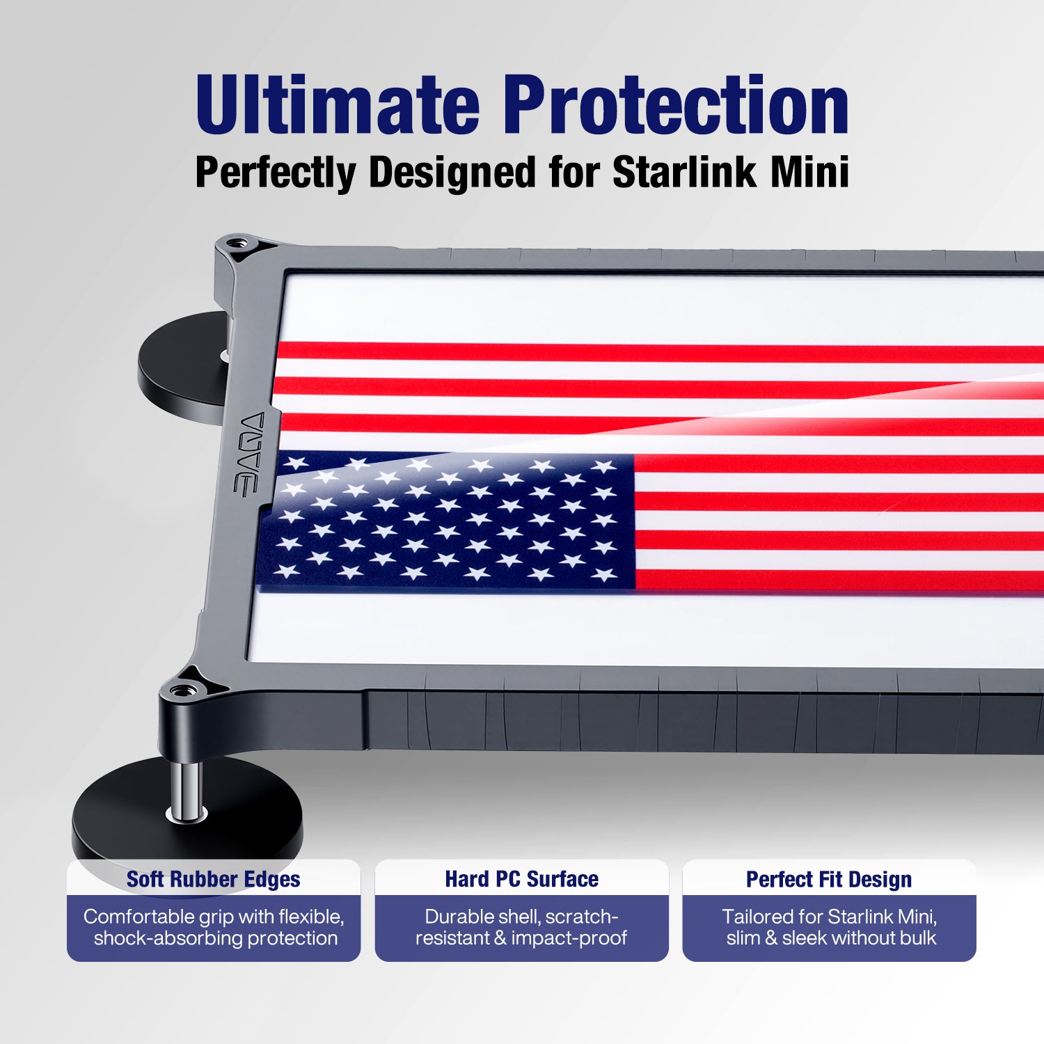 Starlink Mini Magnetic Mount | TPU+PC Case, Travel & Camping Mount for Cars, Trucks, RVs Black