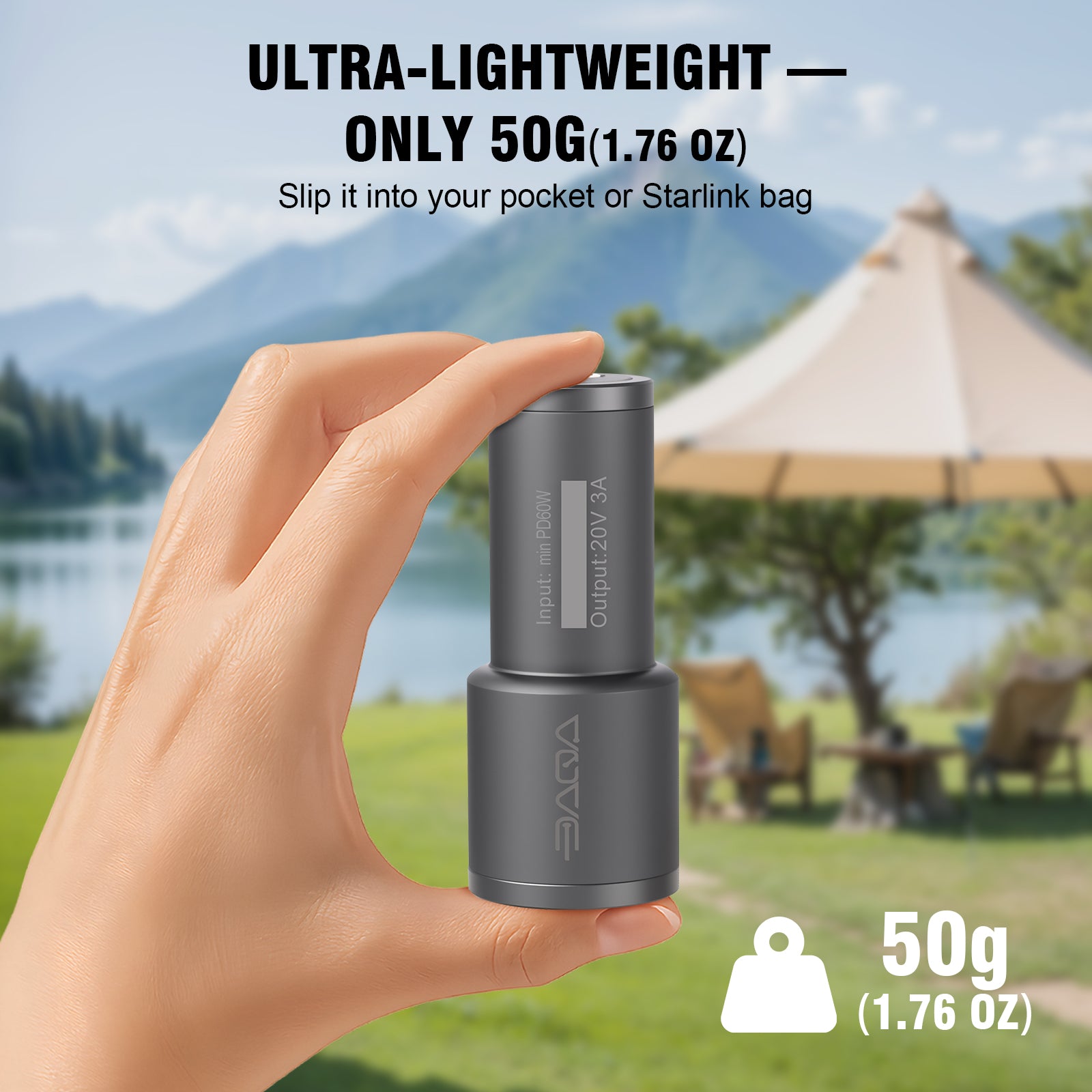 Starlink Mini Cable Adapter, USB C to DC Adapter for Starlink Mini, PD 60W Input Output 60W, Portable Waterproof Power Converter, Compatible with 100M Original Cable