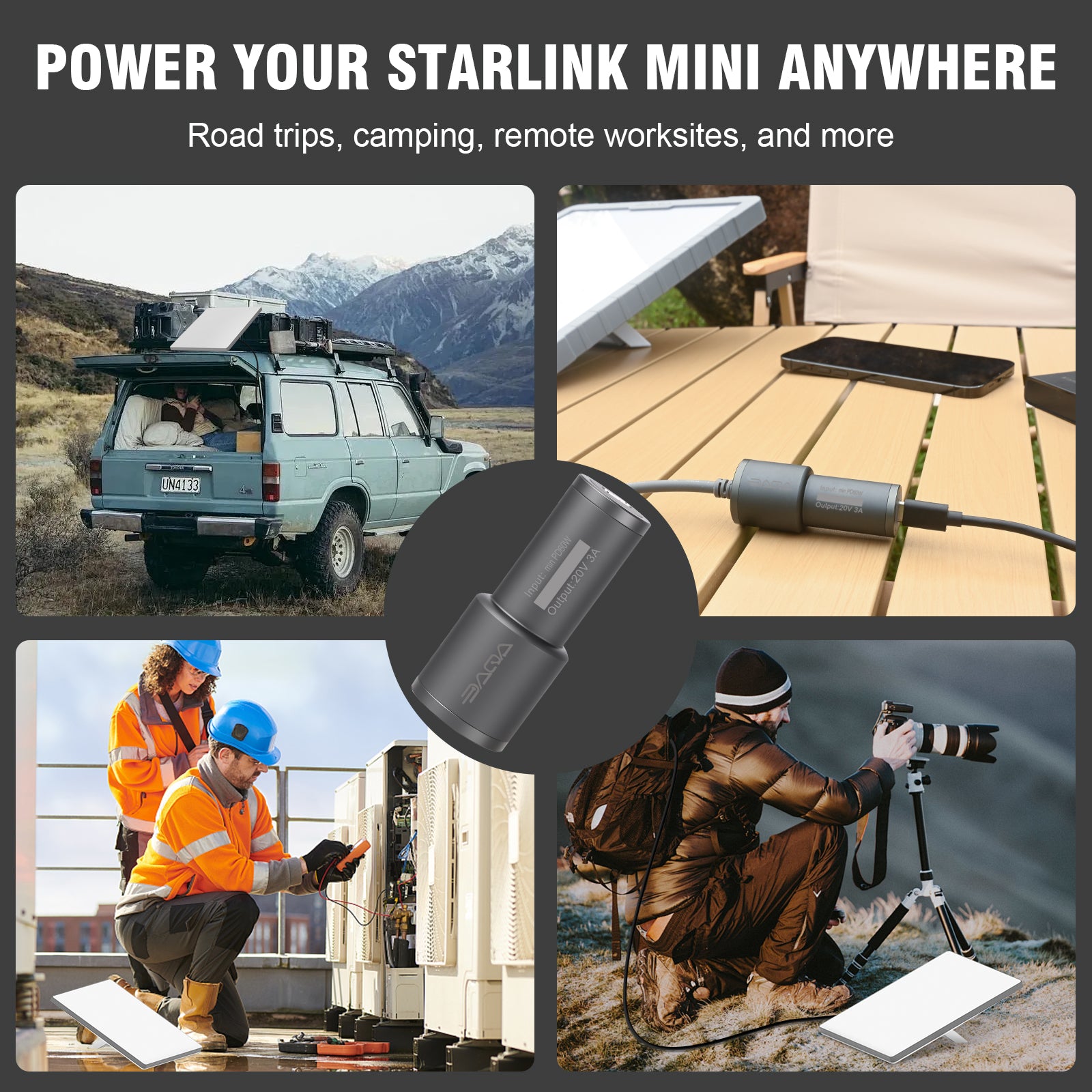 Starlink Mini Cable Adapter, USB C to DC Adapter for Starlink Mini, PD 60W Input Output 60W, Portable Waterproof Power Converter, Compatible with 100M Original Cable