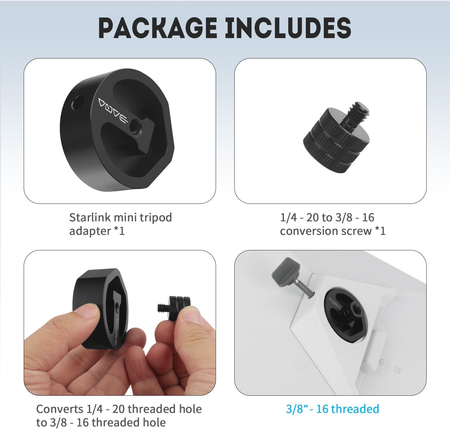 Starlink Mini Tripod Adapter – Universal Mount for 1/4”-20 & 3/8”-16 Tripods, Compatible with Starlink Mini