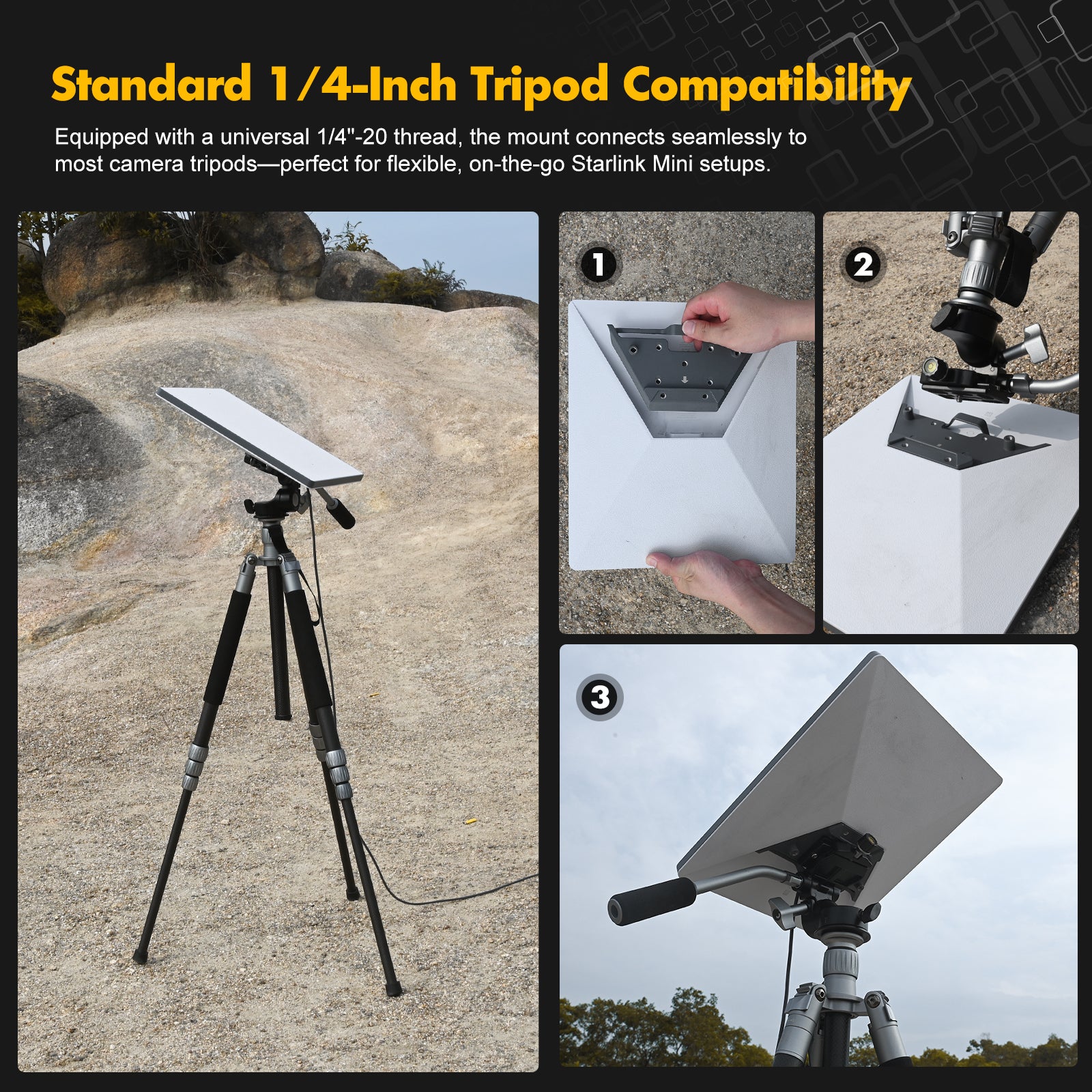 3-in-1 Starlink Mini Mount - Magnetic Base, Flagpole Adapter, & Camera Tripod Adapter | Rooftop Magnet Mount, RV & Truck Mount for Starlink Mini | Outdoor Starlink Accessories
