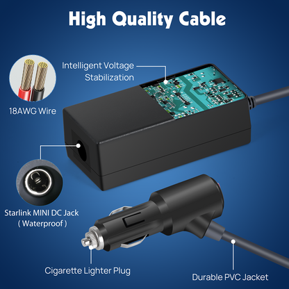 Starlink Mini Car Adapter with Switch- 12V~24V DC Power Cable for Star Link - Compact & Stable Star Link 12v Adapter for Car, RV, Camping, and Off-Grid Use