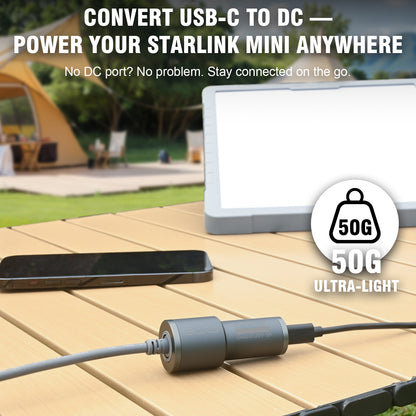 Starlink Mini Cable Adapter, USB C to DC Adapter for Starlink Mini, PD 60W Input Output 60W, Portable Waterproof Power Converter, Compatible with 100M Original Cable