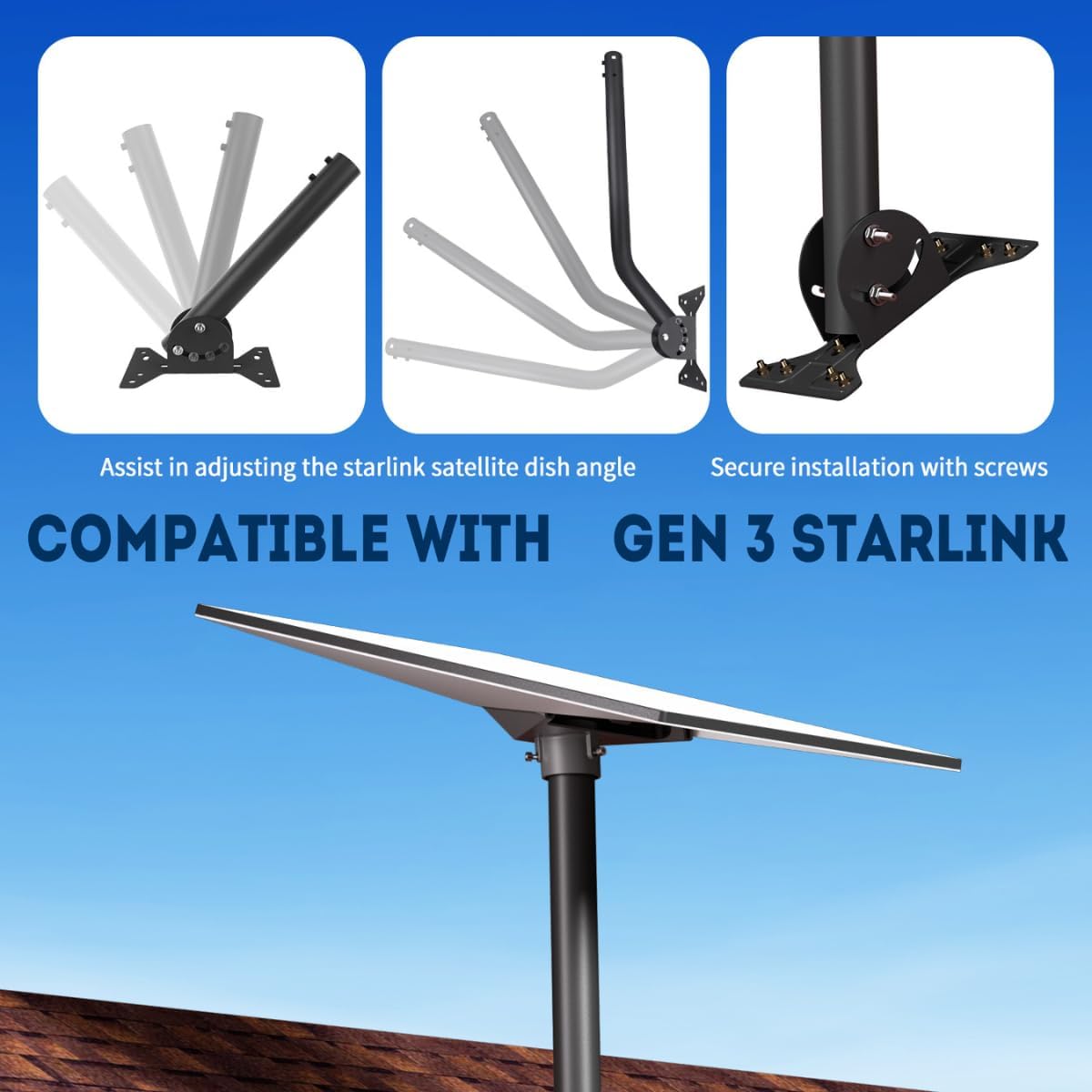 Starlink Gen 3 Mount – Compatible with Pole & Pipe Adapter Kits for Secure Antenna Installation