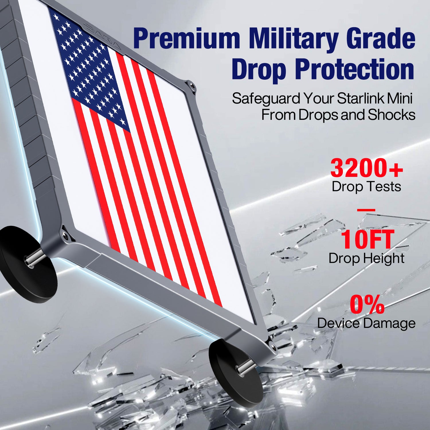 Starlink Mini Magnetic Mount | TPU+PC Case, Travel & Camping Mount for Cars, Trucks, RVs Black