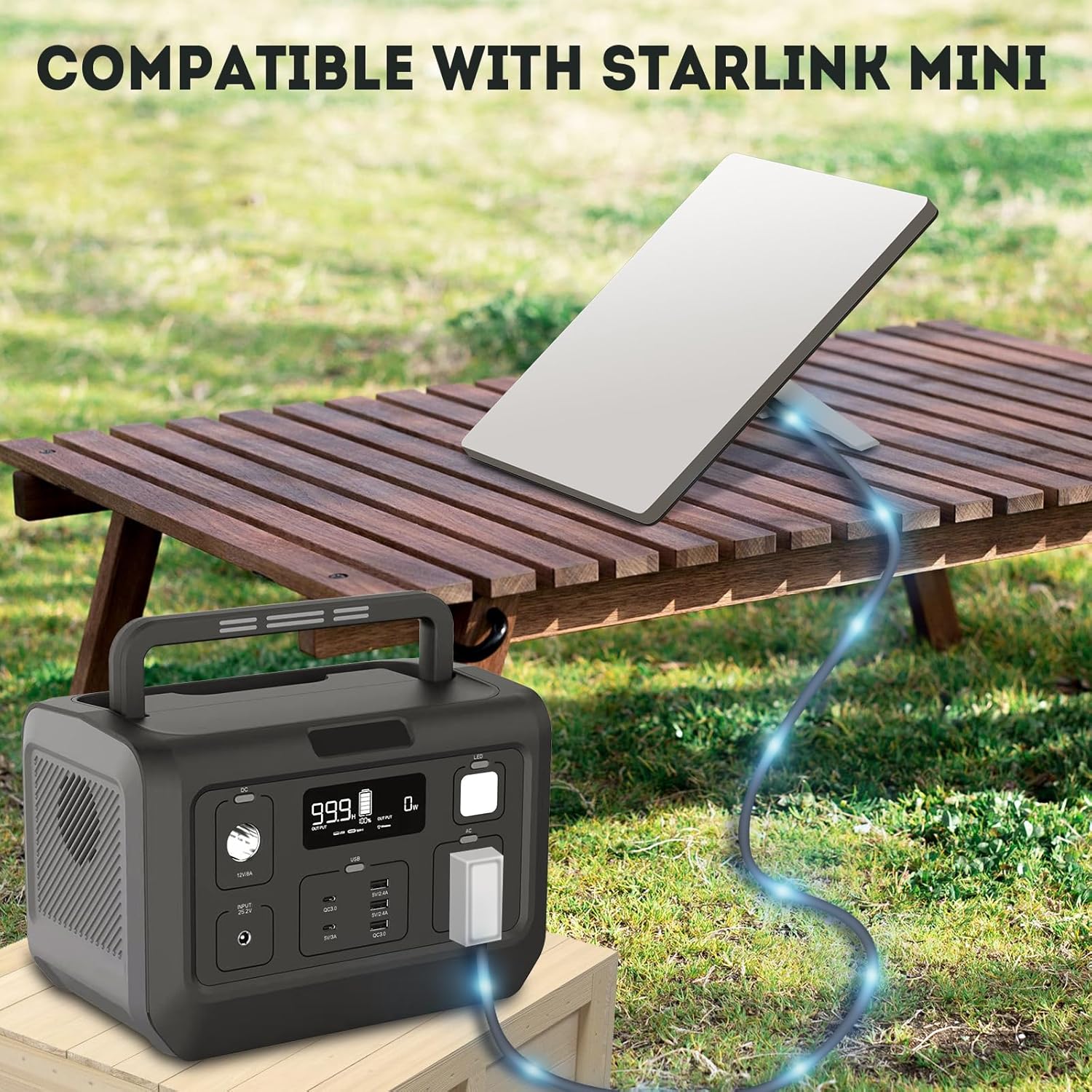 Starlink Mini DC Power Cable, 9.8 FT OEM Replacement, Female-to-Male, Grey, Compatible with Starlink Mini, Power Banks