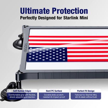 Starlink Mini Suction Cup Mount | TPU+PC Case, Travel & Camping Mount for Cars, Trucks, RVs Gray